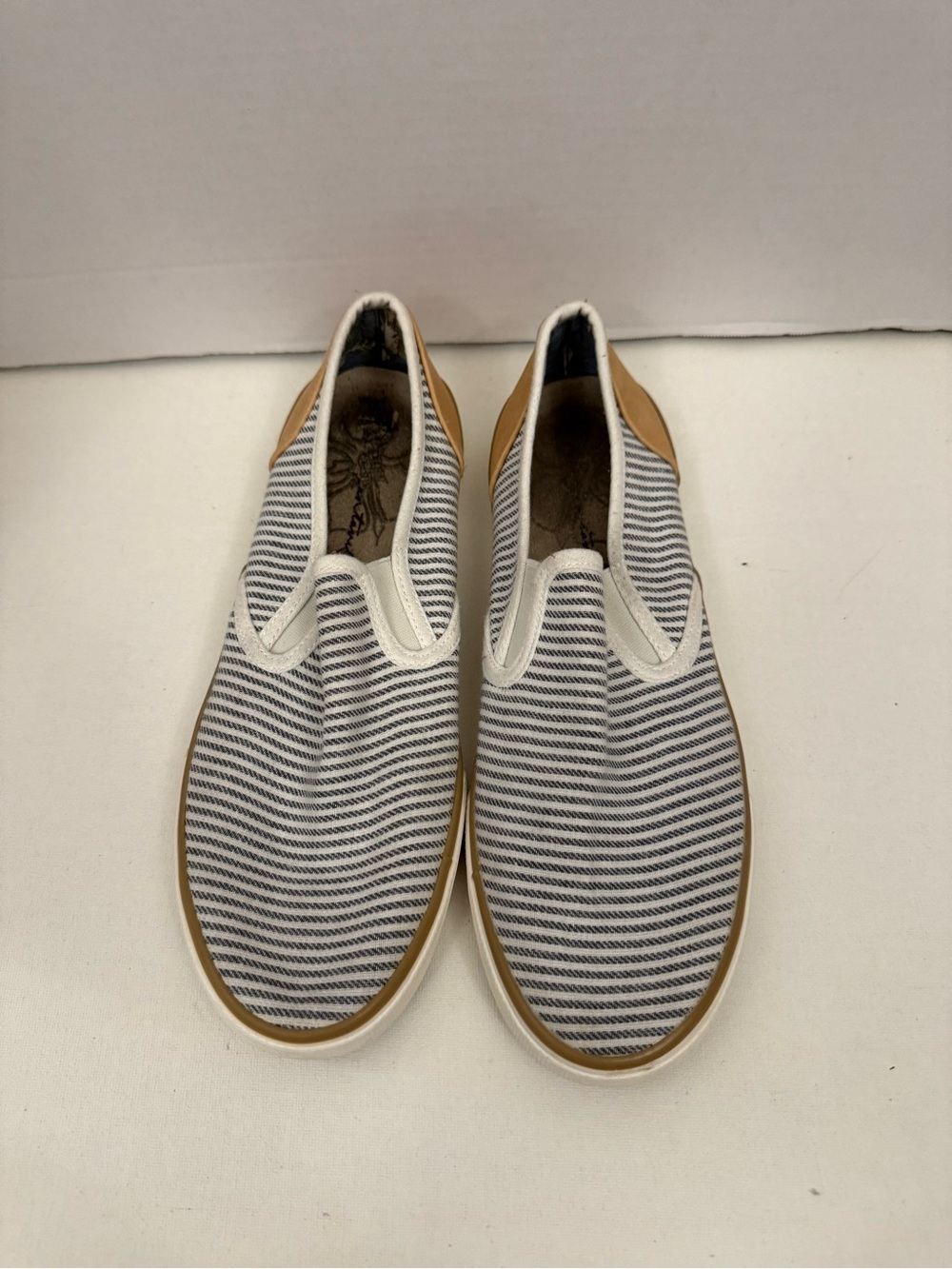 Women’s Slip-On Canvas Sneakers in White and Tan